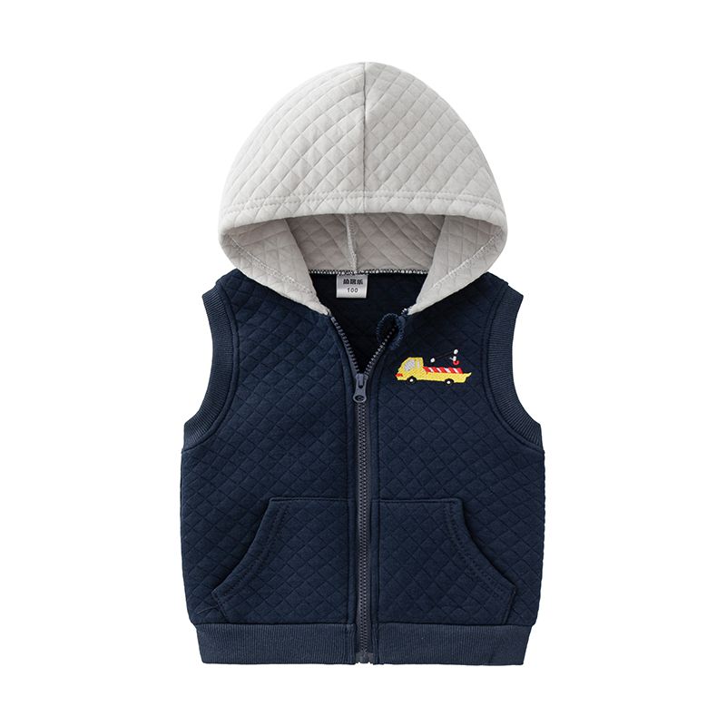 Boys vest 2023 spring and autumn children's clothing children's pure cotton vest vest baby vest wearing hooded jacket trendy