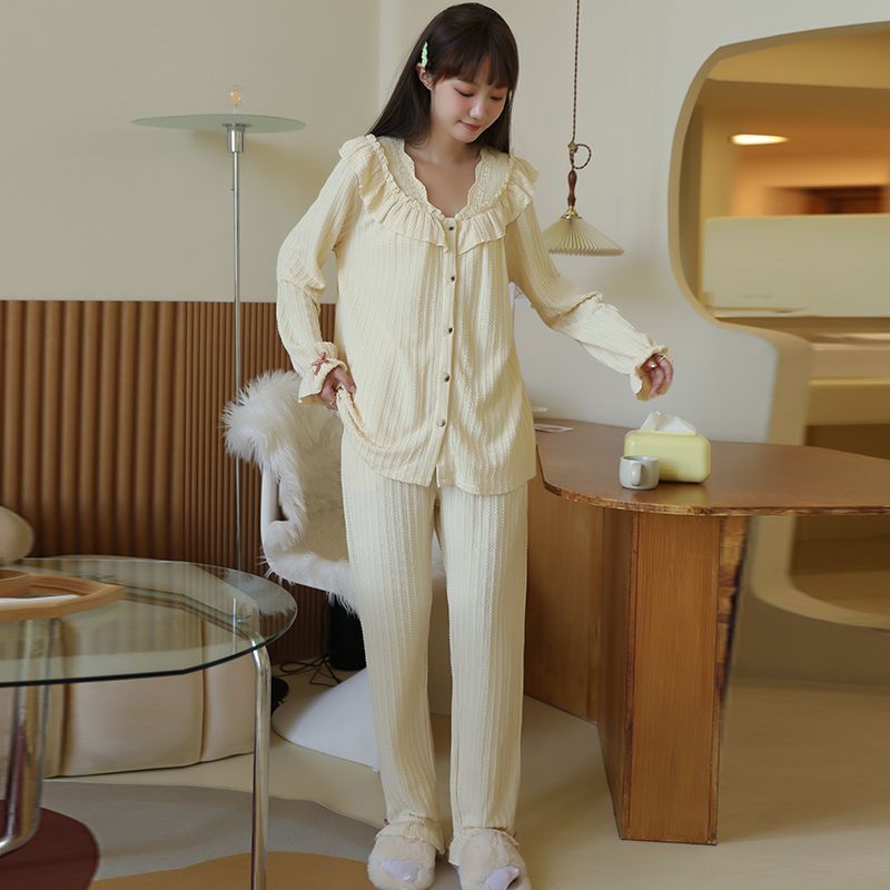 Palace pajamas women's spring and autumn long-sleeved two-piece suit students summer and winter princess wind high-end home clothes can be worn outside
