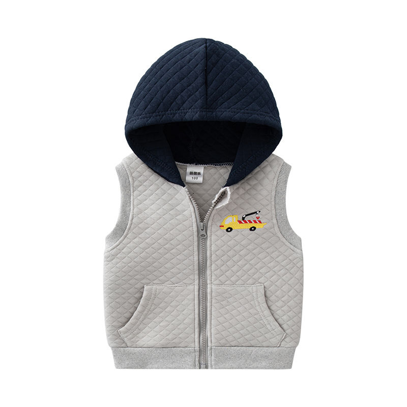 Boys vest 2023 spring and autumn children's clothing children's pure cotton vest vest baby vest wearing hooded jacket trendy