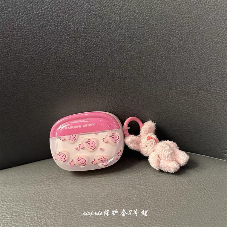 粉红色爱心小兔子适用苹果无线蓝牙耳机保护套airpods pro2代3代