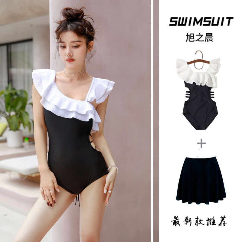 2023 new popular one-piece swimsuit for women to cover belly and look slim, pure desire student ins fashion hot spring, conservative and sexy
