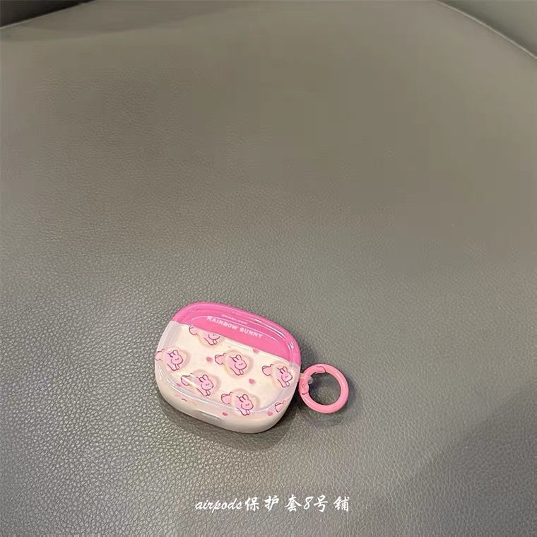 粉红色爱心小兔子适用苹果无线蓝牙耳机保护套airpods pro2代3代