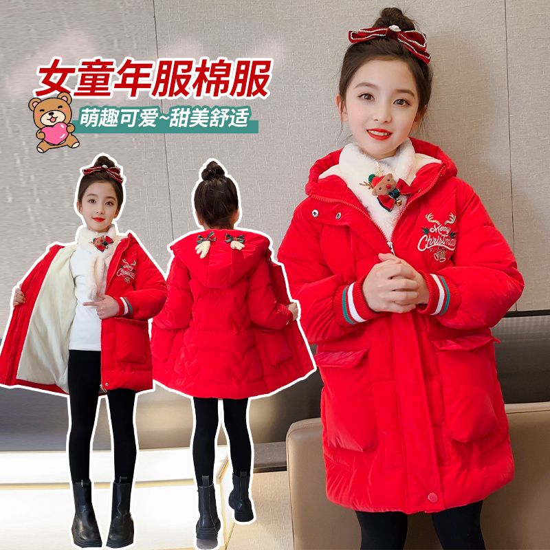 儿童棉衣2022冬季新款女童加厚拜年服中国风中大童棉袄唐装外套潮
