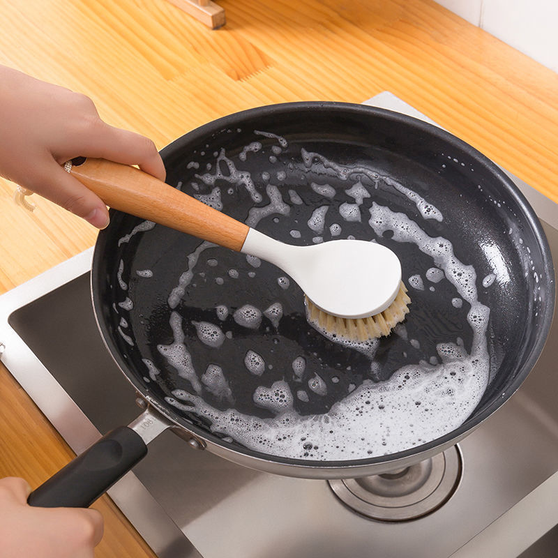高品质榉木长柄洗锅刷家用小刷子刷锅神器厨房不粘锅去污清洁锅刷