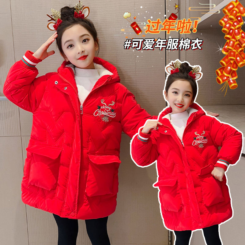儿童棉衣2022冬季新款女童加厚拜年服中国风中大童棉袄唐装外套潮