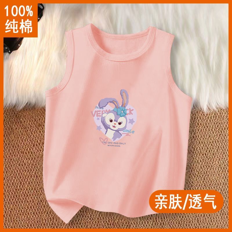 100% cotton children's vest sleeveless t-shirt boys and girls bottoming shirt children's clothing baby rabbit print top tide