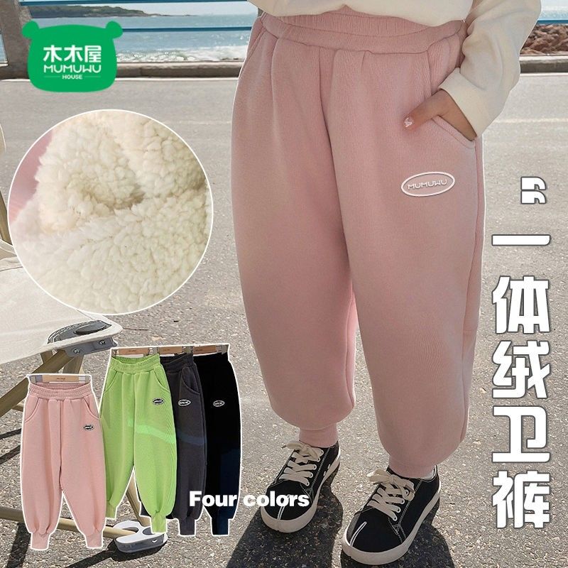  男女童褲子冬季外穿韓版洋氣中大童運動褲兒童冬款休閒褲