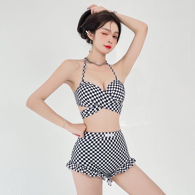 Swimsuit women's new  hot spring style slim split conservative belly cover three-piece suit sexy pure desire wind hot spring swimsuit