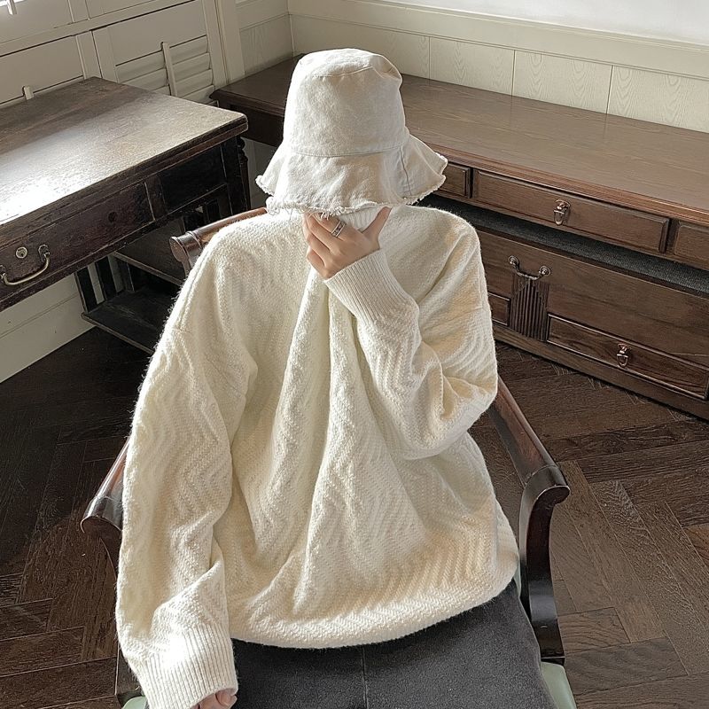 New Glutinous Wind Soft Sweater for Men's Autumn Winter Thickened Trendy Brand Bottom Linen Loose and Lazy Couple_voghion.com