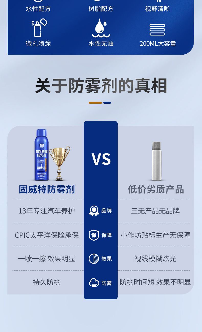 防雾剂汽车挡风玻璃后视镜防雨剂反光镜防雨喷剂防水神器车窗除雾