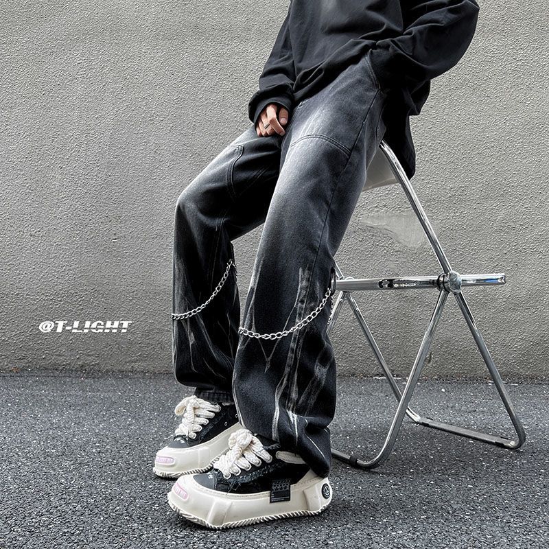 Herren-Herbst- und Winter-Instagram-amerikanische High-Street-Jeans, lockere, gerade, vielseitige, modische Herrenhose mit weitem Bein_voghion.com