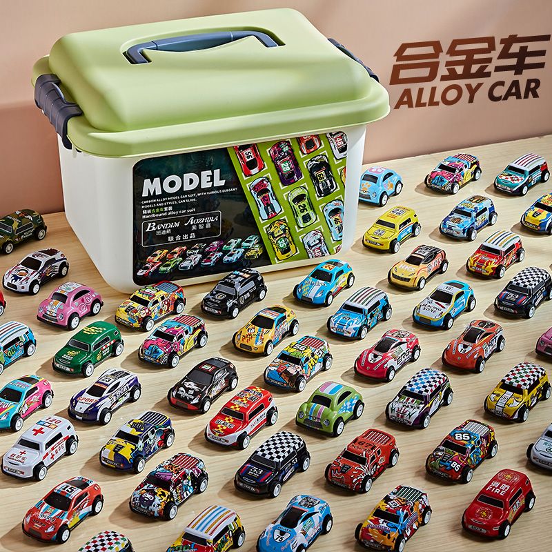 儿童玩具车合金回力小汽车男孩赛车模型收纳礼盒套装儿童生日礼物