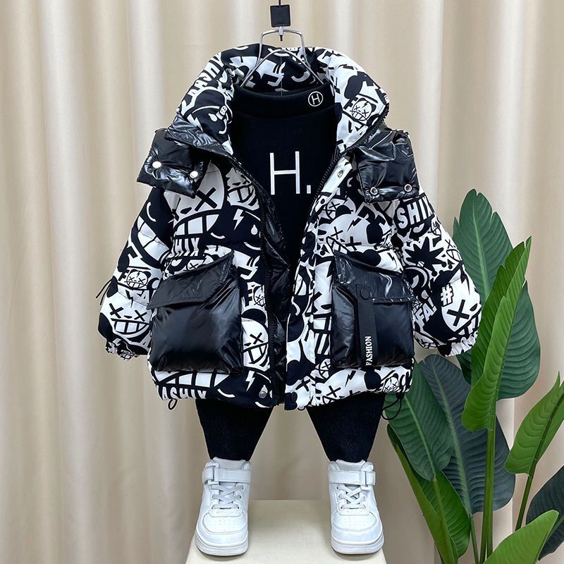 男童羽絨服冬裝22新款酷帥兒童洋氣寶男孩加厚白鴨絨棉衣襖外套潮