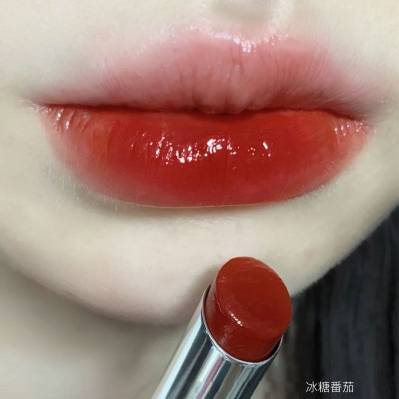快樂早八~新款銀管露水玫瑰茶鏡面口紅水光保濕滋潤唇膏小眾高級