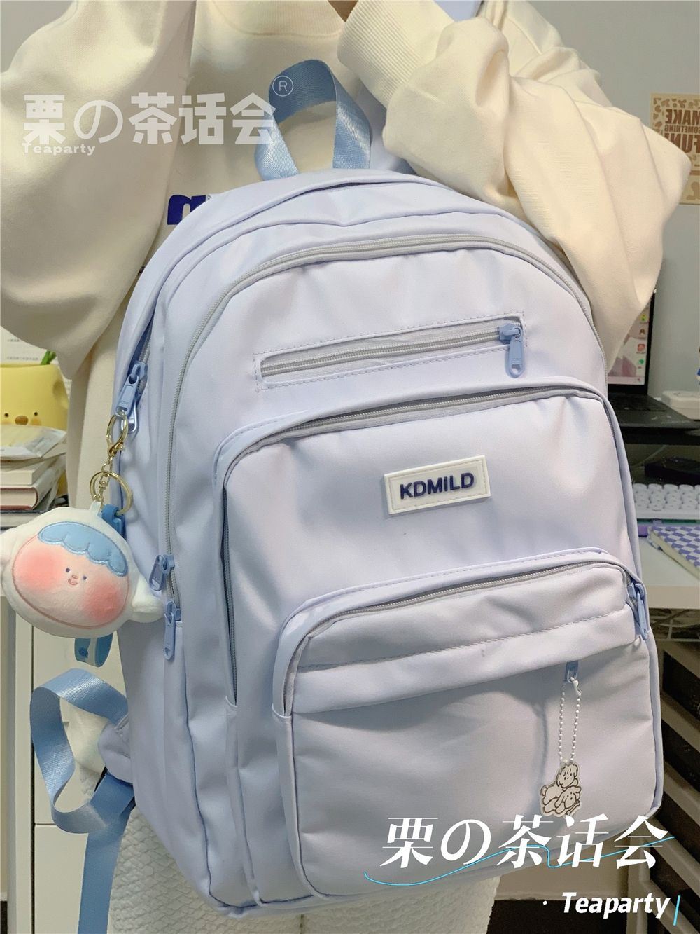 茶話會簡約百搭ins雙肩包女 大容量高中學生初中生書包電腦背包男