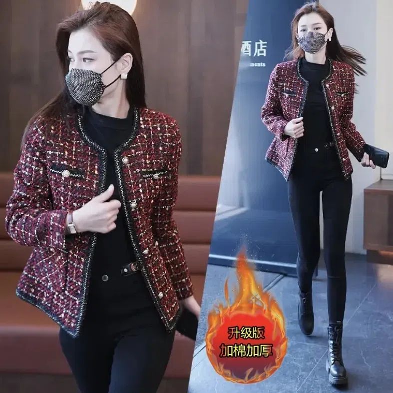 Small fragrant wind jacket women's quilted padded thick autumn and winter new small man foreign style thin all-match short woolen coat women