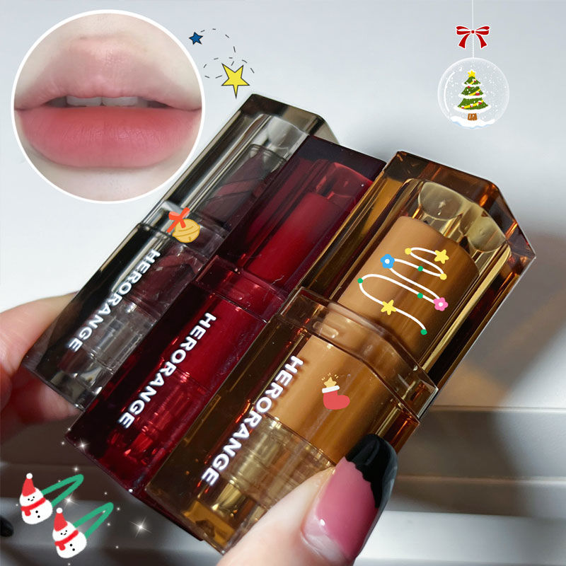 三支裝口紅禮盒!正裝平價套裝霧面絲絨泥感口紅學生素顏顯白唇釉