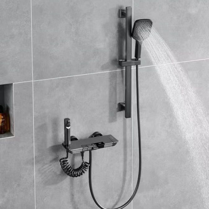 全铜钢琴按键淋浴花洒套装三功能恒温数显增压沐浴简易花洒水龙头