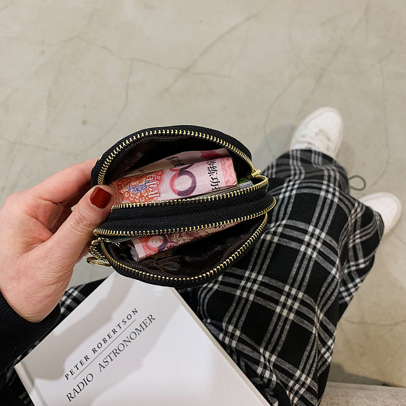 帆布小零钱包女韩国ins小众设计新款迷你布艺钥匙零钱包一体包包