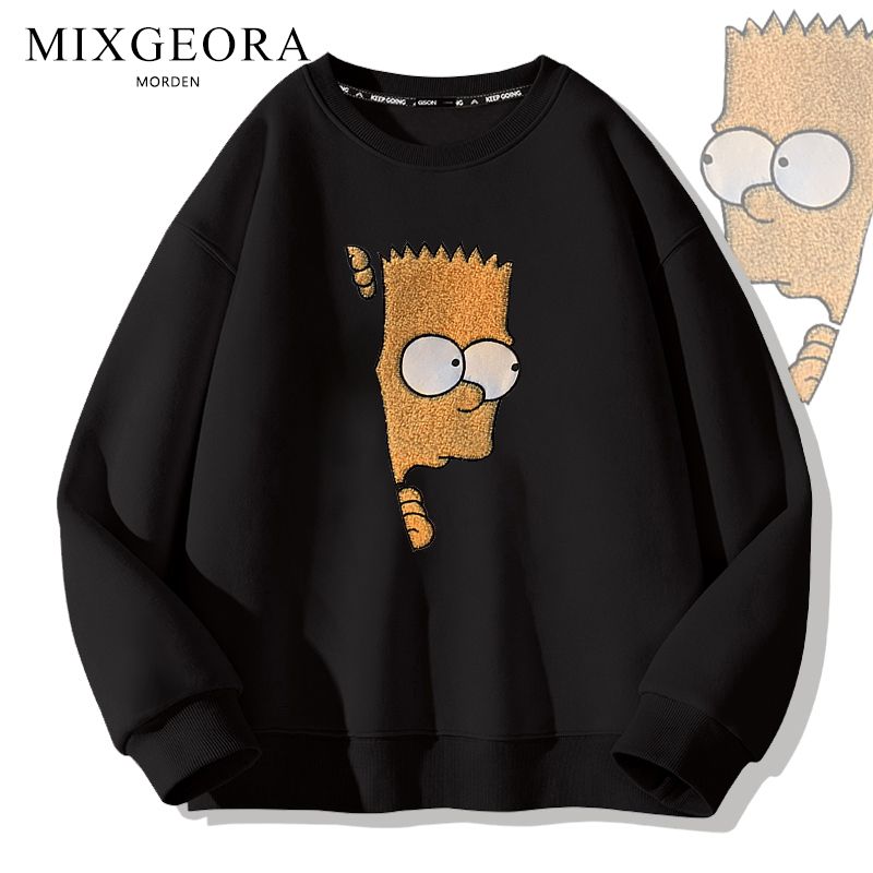 MIXGEORA長袖t恤男士衛衣冬2022新款圓領加絨加厚打底衫潮流上衣