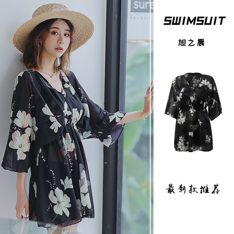 Plus size swimsuit for women covering fat mm three-piece set 2023 new model covering flesh and slimming split with blouse for hot spring summer summer