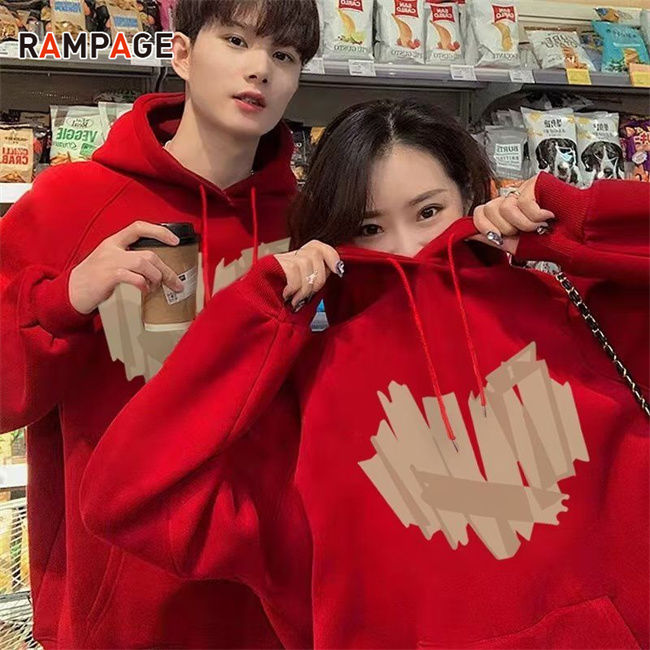 Slim sweatshirt men's spring and autumn new style hooded oversize red sweatshirt couple clothing animal year