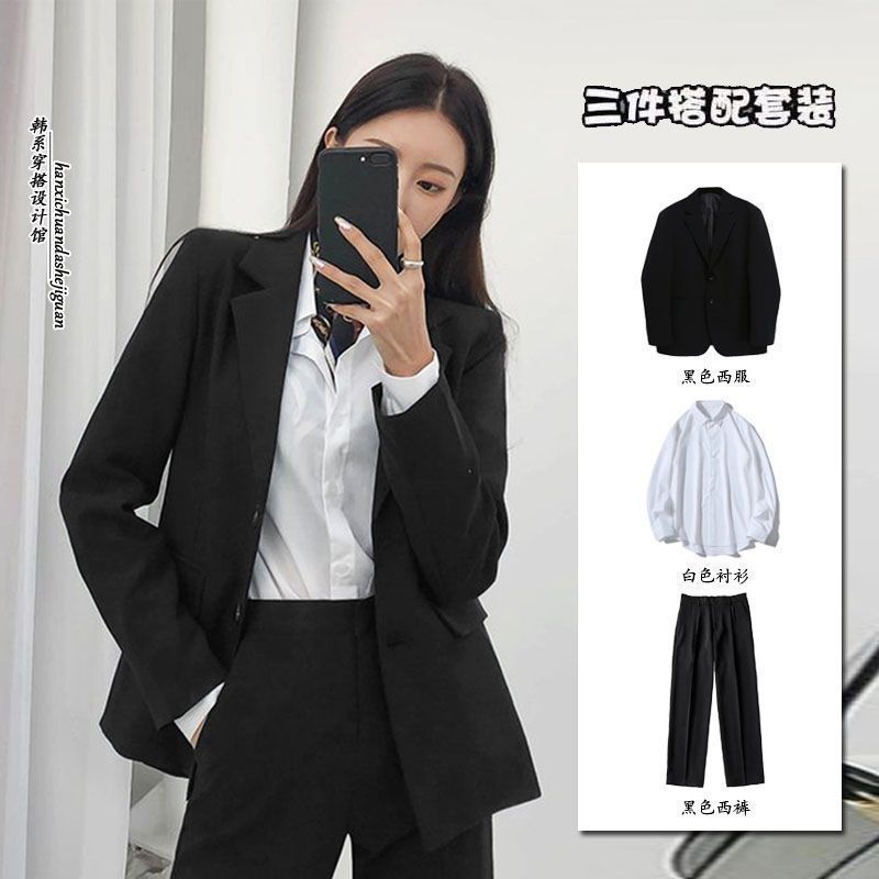 西装套装女职业正装女大学生面试上班族通勤工作服显瘦一整套西服