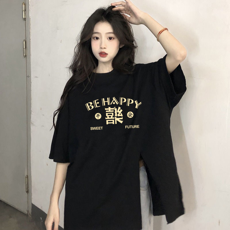 純棉短袖T恤女2023夏季新款設計感小眾開叉法式獨特别致上衣ins潮