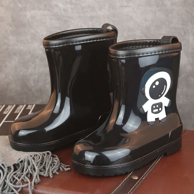 日韩时尚太空人儿童防水防滑雨靴加棉可拆卸两用加厚雨鞋小中大童