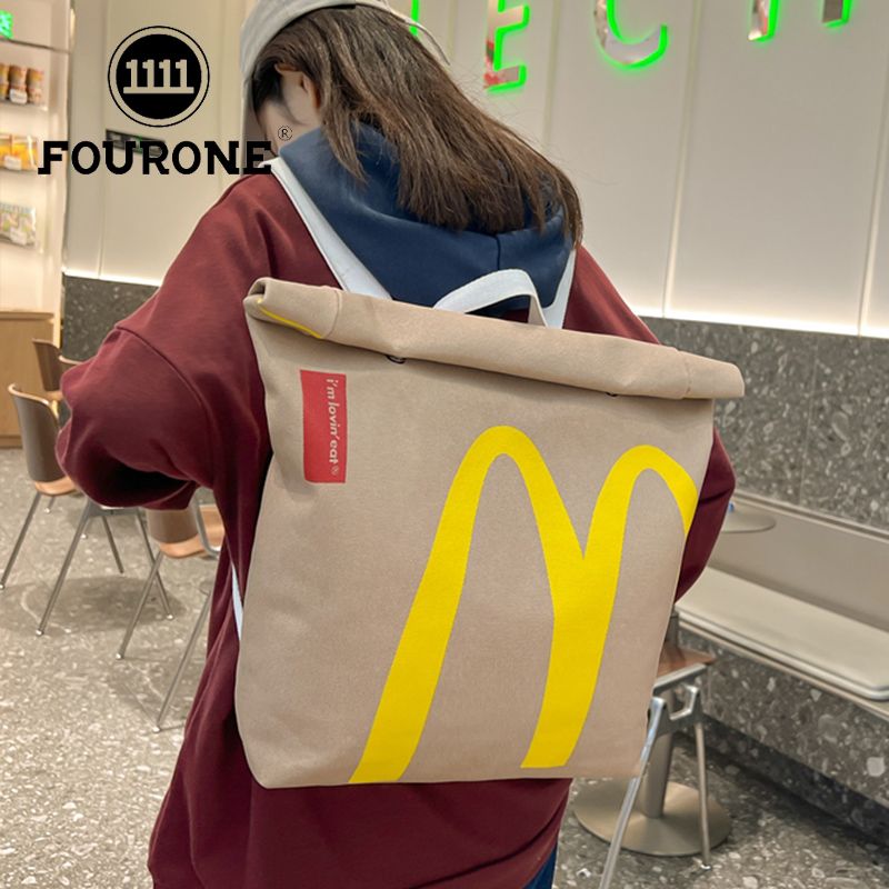 原创麦当劳书包背包女双肩包大容量包包大学生上课休闲