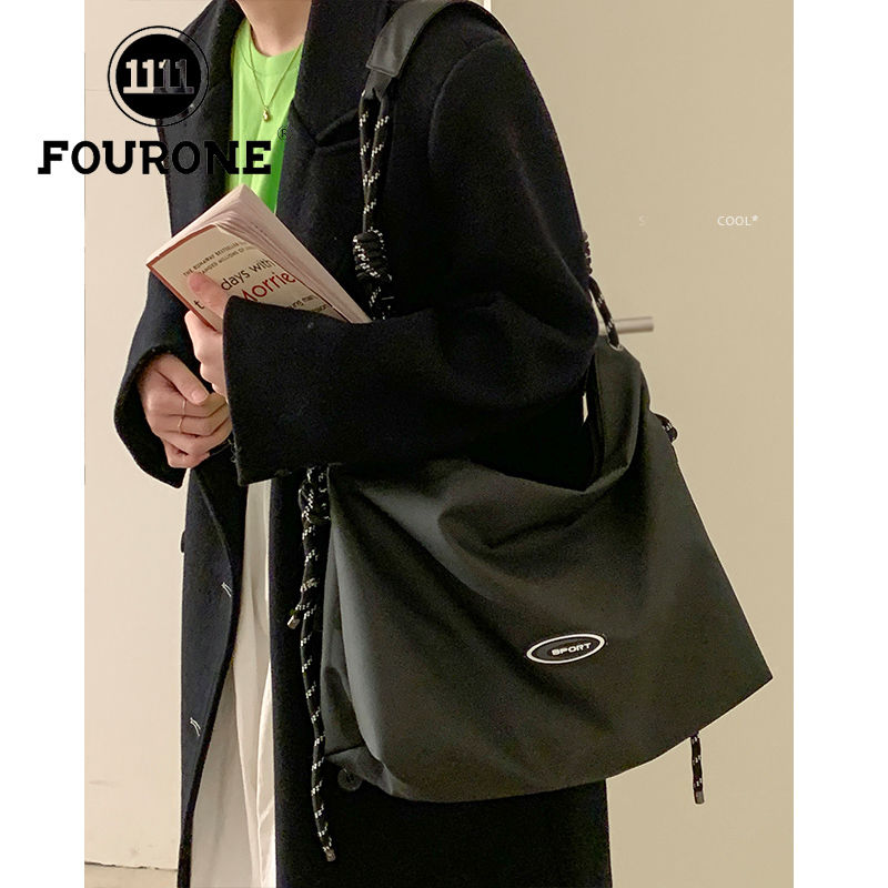 休閒帆布包包女秋冬潮時尚托特包學生上課大容量斜挎包