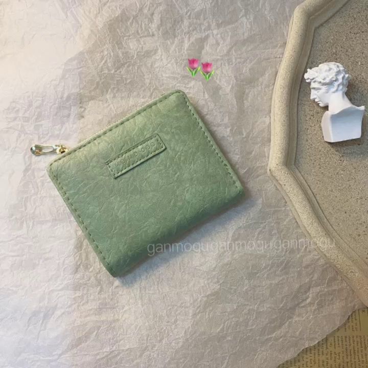 復古小錢包ins錢包女短款學生歐美清新摺疊簡約文藝搭扣卡包錢包