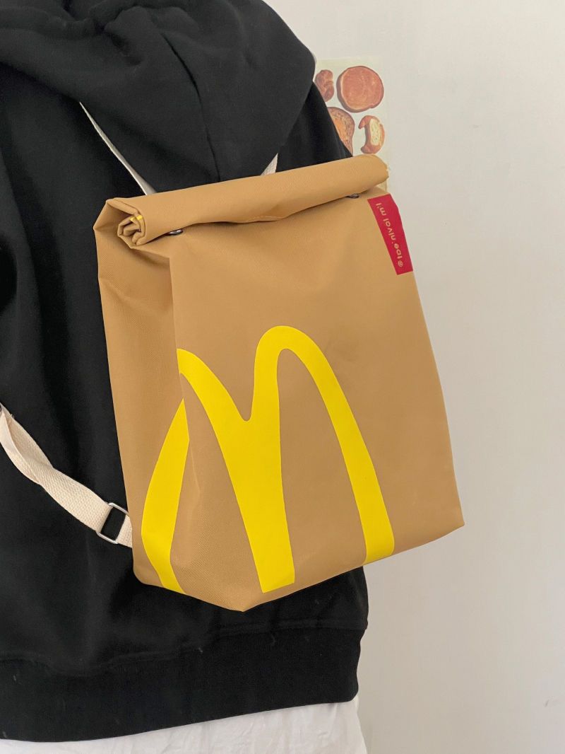 McDonald's backpack kfc backpack McDonald's kraft paper bag personality backpack retro casual backpack male