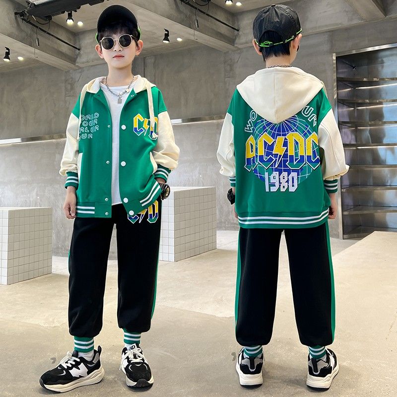 男童春装套装2023新款中大童男孩帅气时髦运动两件套儿童韩版潮童