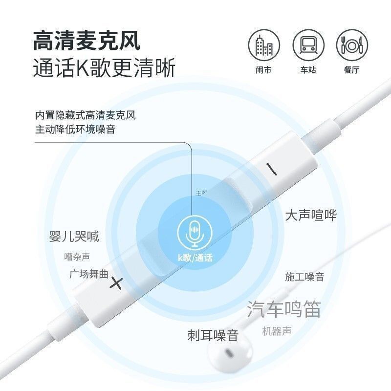 适用小米Civi2耳机有线XiaomiCivi2耳塞重低音手机耳机扁头TypeC