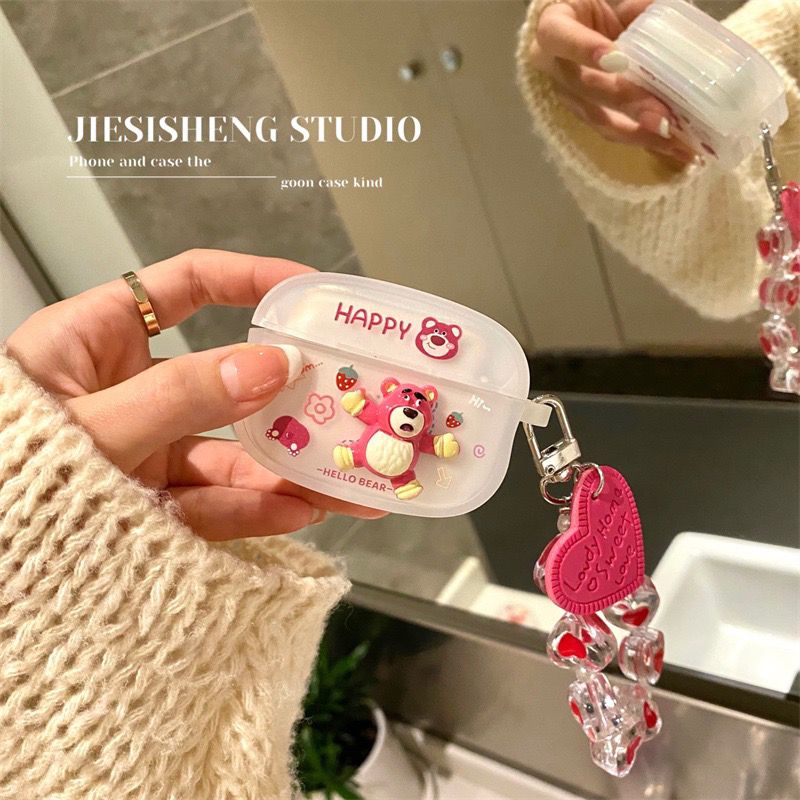 ins草莓熊airpods3保护套airpodspro软壳苹果蓝牙耳机airpodpro