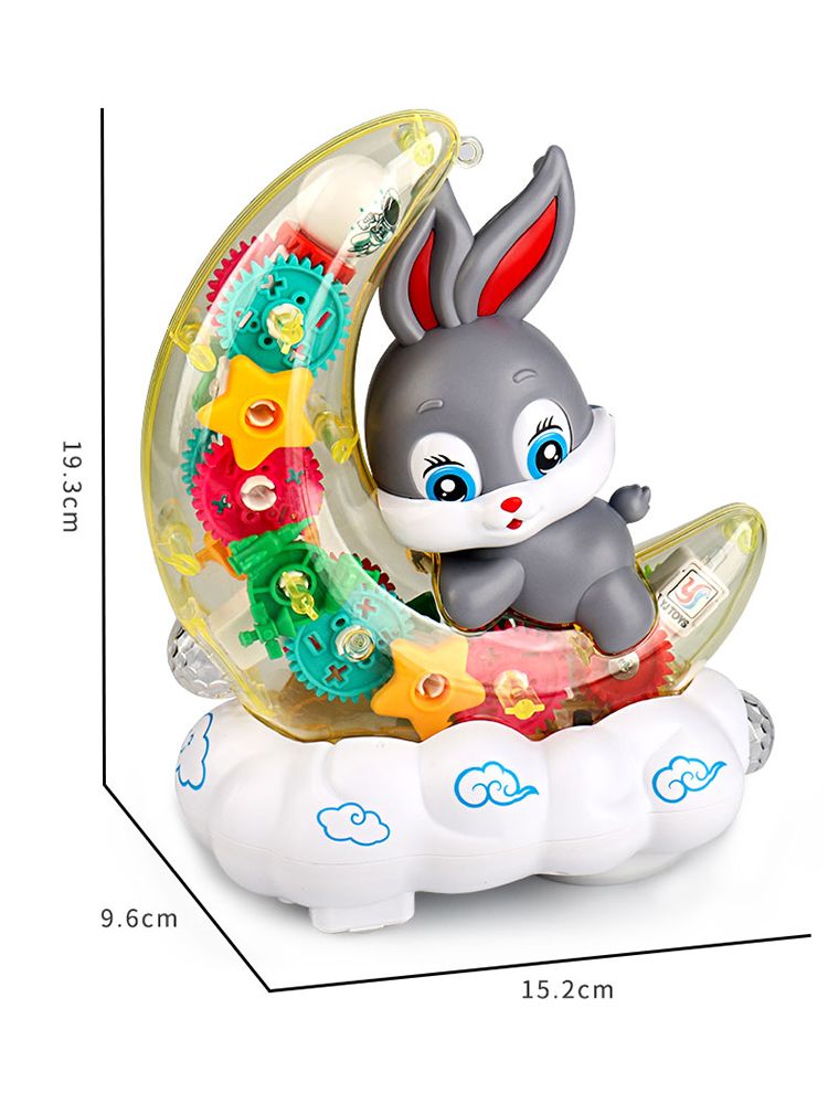 儿童电动透明齿轮月亮兔子玩具1-3岁2宝宝灯光音乐男女孩生日礼物