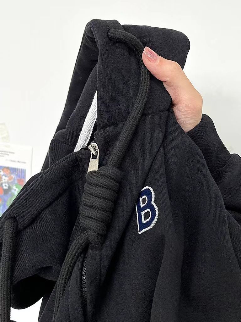 古着vintage風小眾刺繡連帽衛衣女韓系新款冬季加絨加厚情侶外套