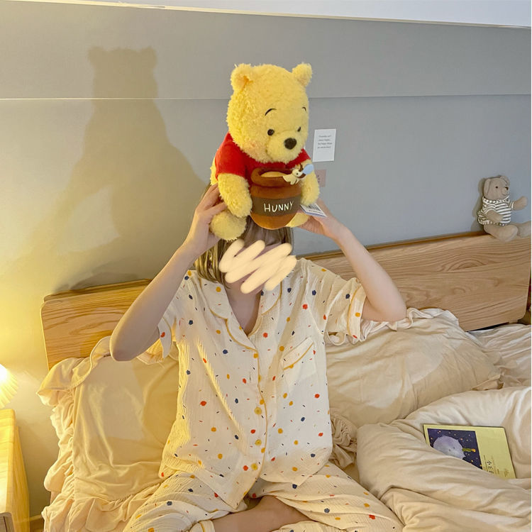 Baby cotton pajamas female summer student Korean version ins style color dot printing sweet and fresh home service suit