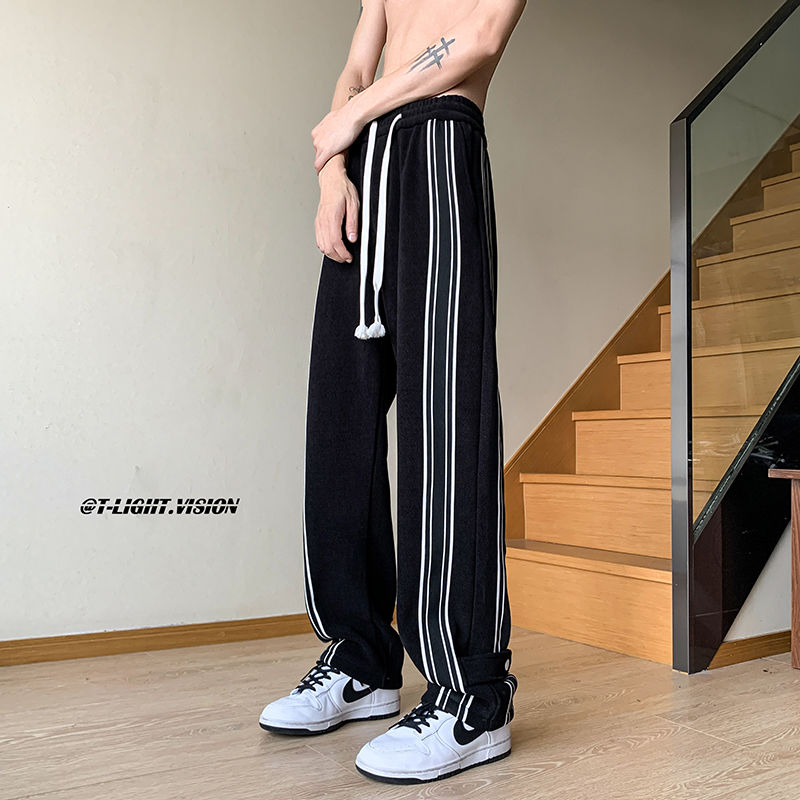 Spring American high street fashion straight loose wide-leg trousers Korean style high-end design trendy brand casual sports pants