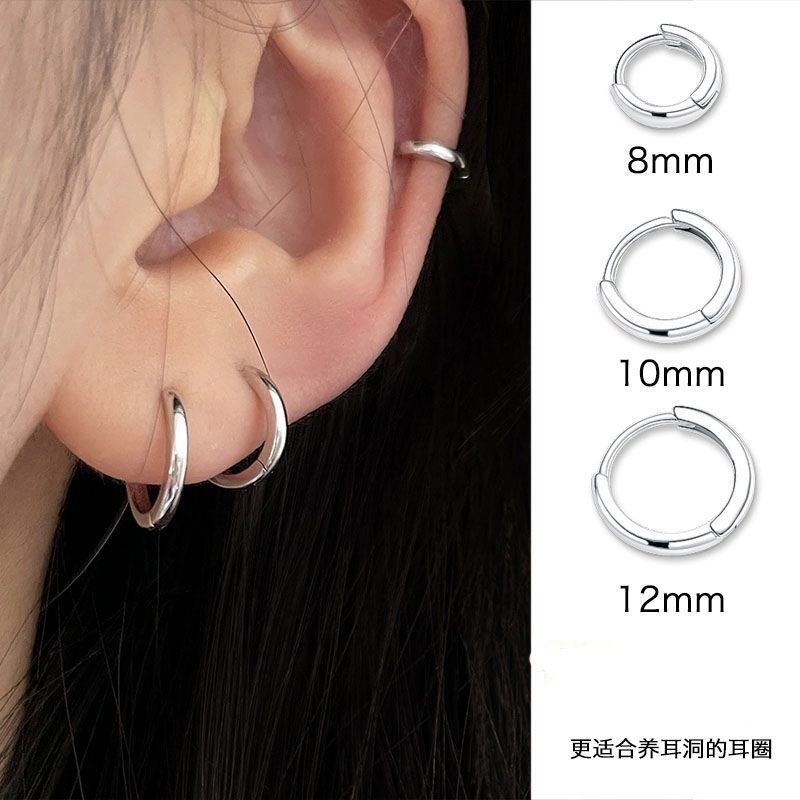 睡覺不用摘鈦鋼光面耳圈女防過敏耳扣小耳環氣質耳骨釘養耳簡約