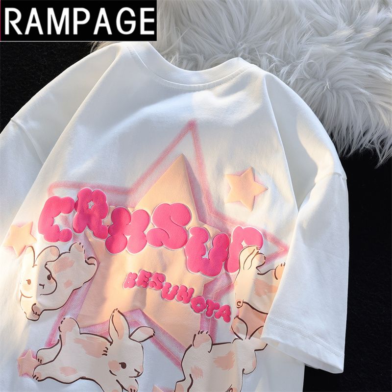 RAMPAGE100%純棉美式潮流街頭春夏ins潮牌短袖T恤男港風百搭上衣
