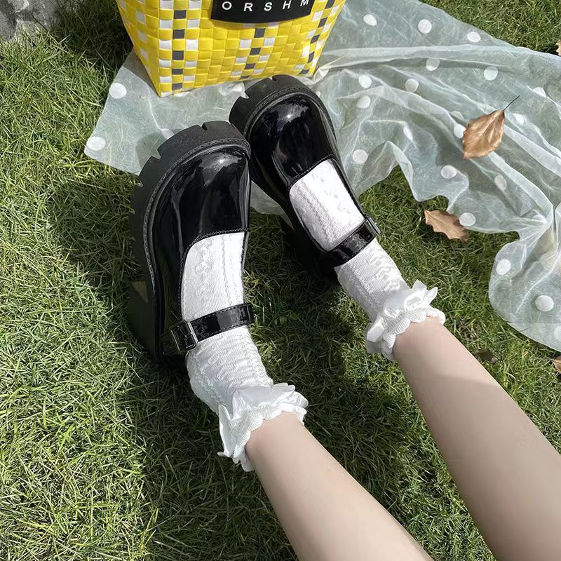 圓頭小皮鞋女英倫風2023春日系jk制服黑色厚底一字扣瑪麗珍鞋單鞋