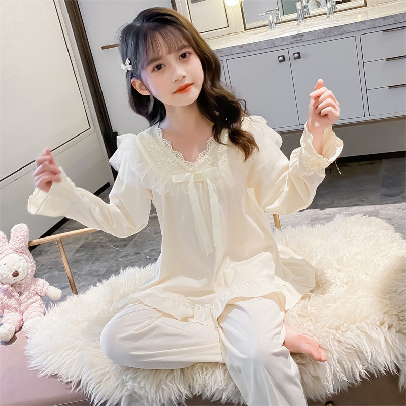 兒童睡衣女童春秋款2023新款長袖大童女孩網紅爆款秋冬家居服套裝