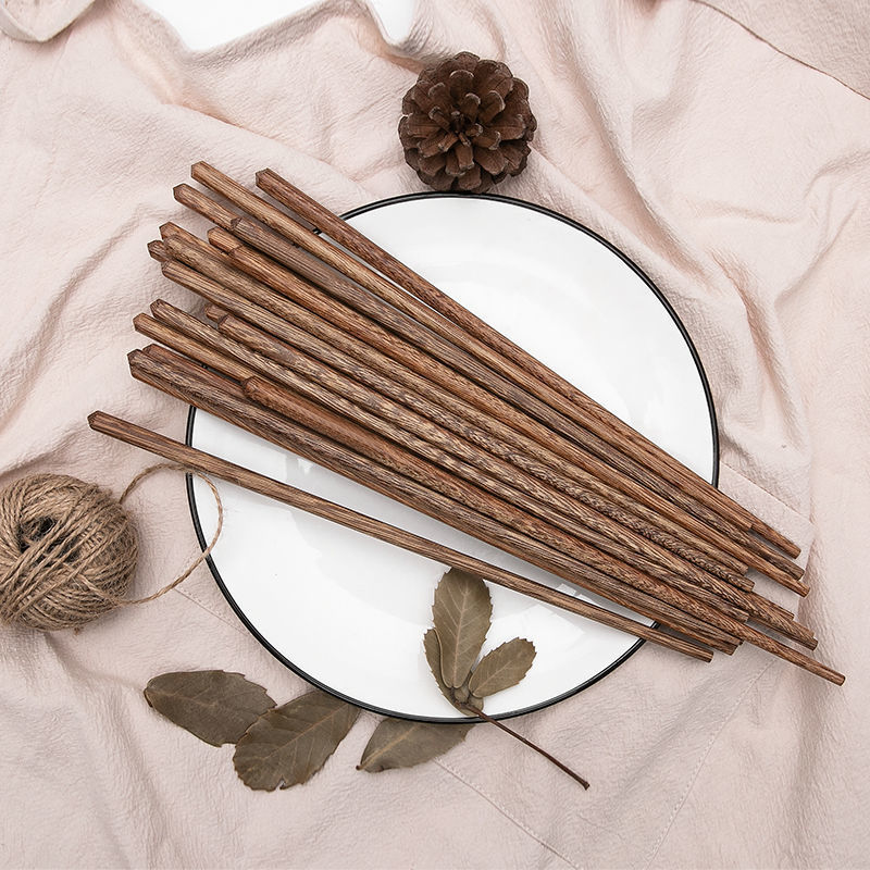 双枪木筷子无漆无蜡鸡翅木筷家用餐具实木筷子量贩套装可油炸家用