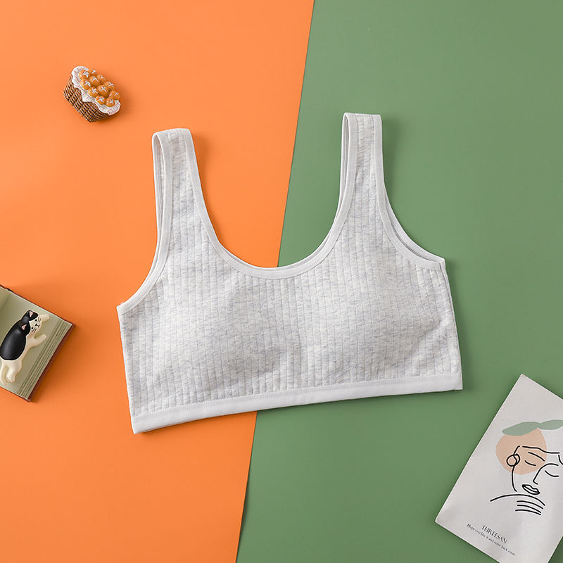 Underwear female students junior high school student camisole girl cotton tube top without steel ring fixed one bra thin