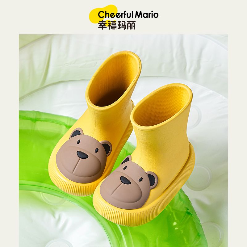 幸福玛丽小熊儿童雨胶鞋3-6岁抱抱防滑外传雨鞋男女童可爱雨鞋套