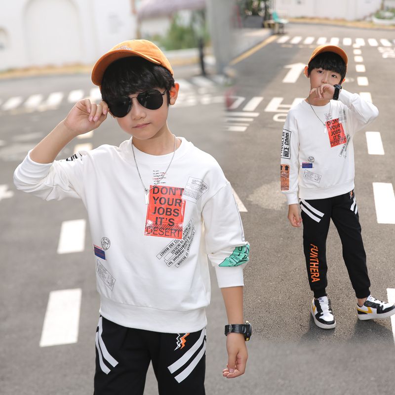 95 cotton boys sweatshirt spring and autumn  new children's long-sleeved T-shirt medium and large children's pure cotton spring sports top