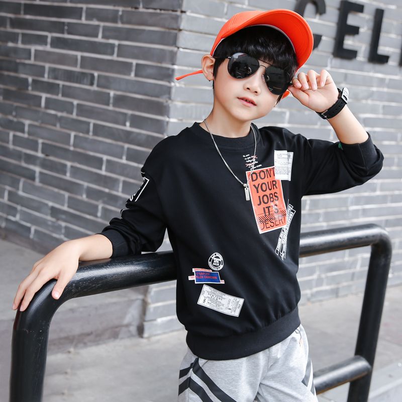 95 cotton boys sweatshirt spring and autumn  new children's long-sleeved T-shirt medium and large children's pure cotton spring sports top