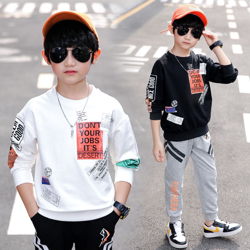 95 cotton boys sweatshirt spring and autumn  new children's long-sleeved T-shirt medium and large children's pure cotton spring sports top